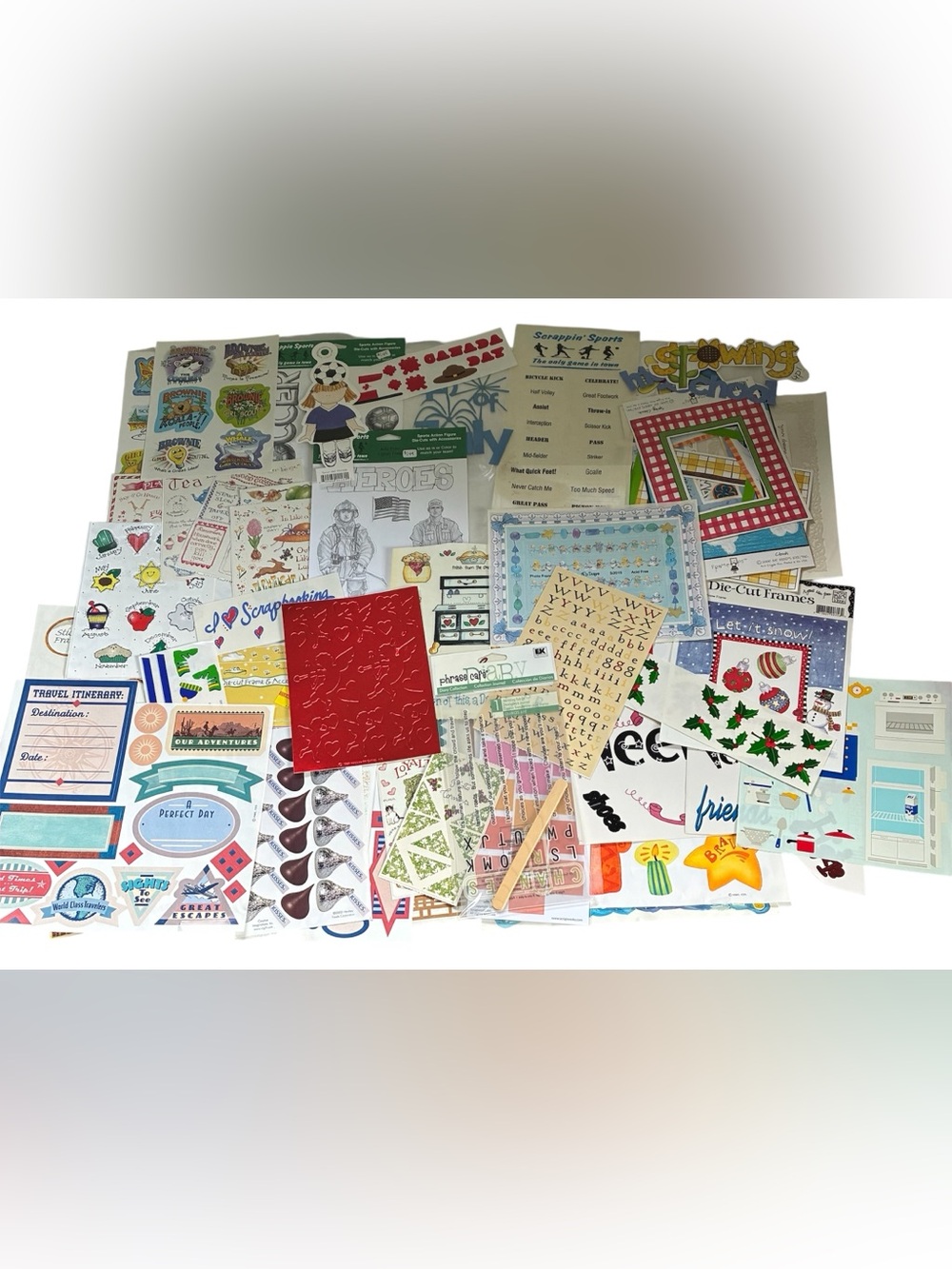 VINTAGE SCRAPBOOKING SUPPLIES LOT STICKERS CRAFT FRAMES SCRAPBOOK BUNDLE